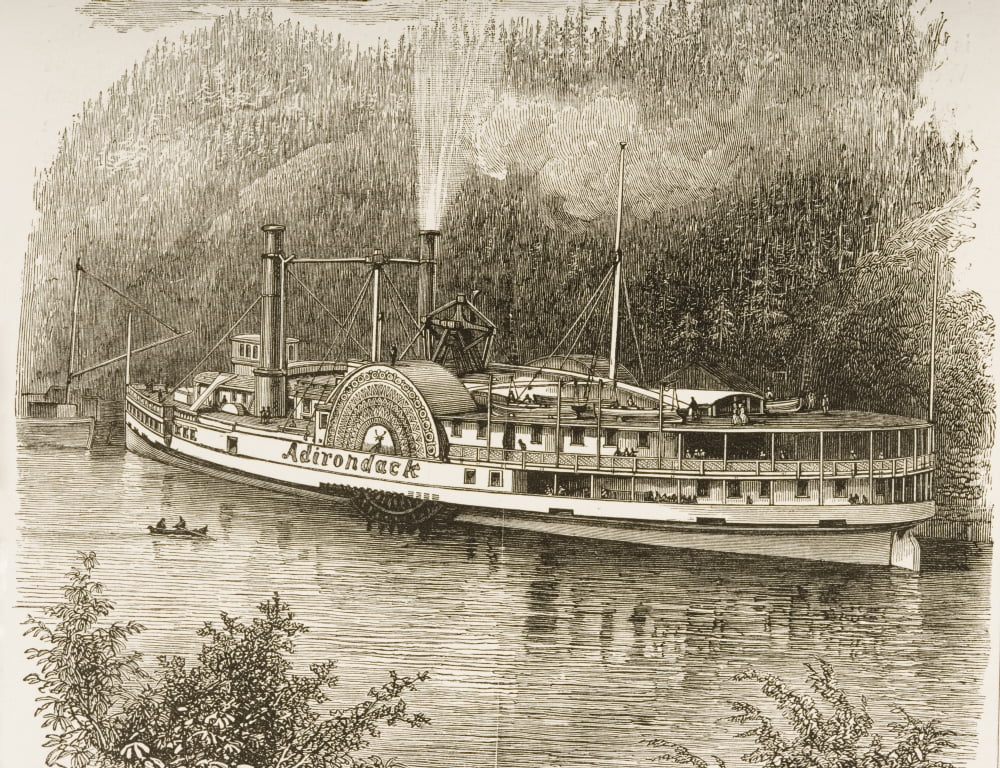 Excursion Steamer On The Hudson River New York State In The 1870S From American Pictures Drawn With Pen And Pencil By Rev Samuel Manning Circa 1880 Canvas Art - Ken Welsh Design Pics (16 x 12)