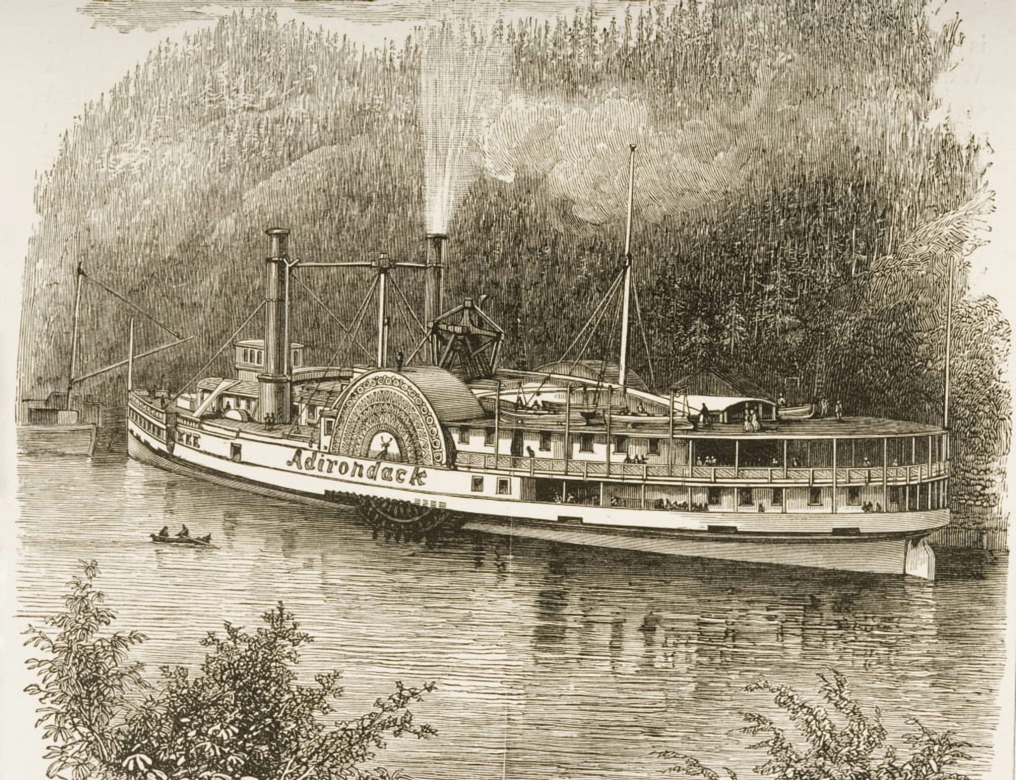 Excursion Steamer On The Hudson River New York State In The 1870S From American Pictures Drawn With Pen And Pencil By Rev Samuel Manning Circa 1880 Canvas Art - Ken Welsh Design Pics (32 x 24)