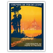 Excursions to Mont St. Michel France - French State Railways - Vintage Travel Poster by Léon Constant-Duval c.1930s - Master Art Print (Unframed) 9in x 12in
