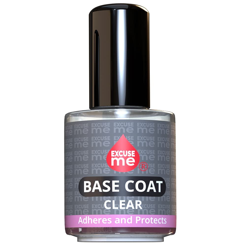 Excuse Me Base Coat Clear Adheres and Protects your nails, No Yellowing