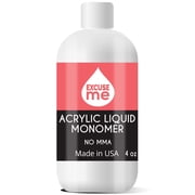 Excuse Me Professional Acrylic Liquid Monomer MMA Free USA Made Strong Nails and Non Yellowing 4 oz for Nail Art Powder for Nail Extension