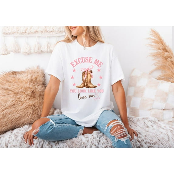 Excuse Me You Look Like You Love Me T-Shirt with Sarcastic Saying, for men & women, up to size 5XL.