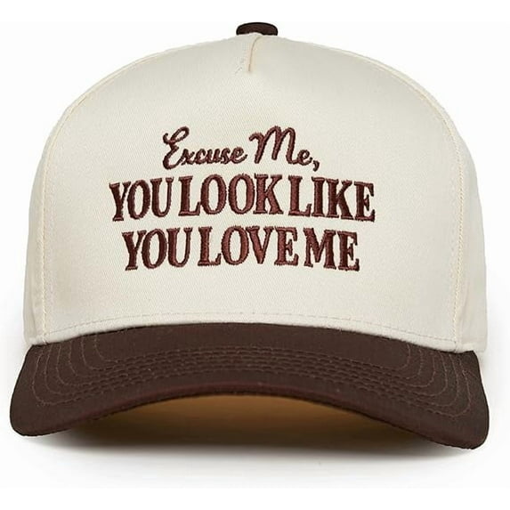Excuse Me You Look Like You Love Me Hat, Funny Embroidered Trucker Cap, Retro Snapback for Women & Men, Flirty Statement Hat for Parties, Dates, or Everyday Fun