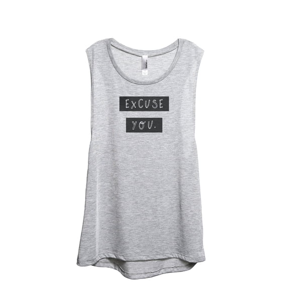 Excuse You Women's Fashion Sleeveless Muscle Workout Yoga Tank Top Sport Grey Large