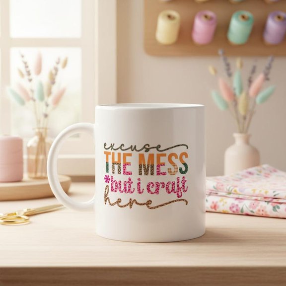 Excuse the Mess BuT1 I Craft Here Mug Craft Room Mug Funny Crafter Gift DIover Coffee Cup Maker Mug Crafting Humor Mug