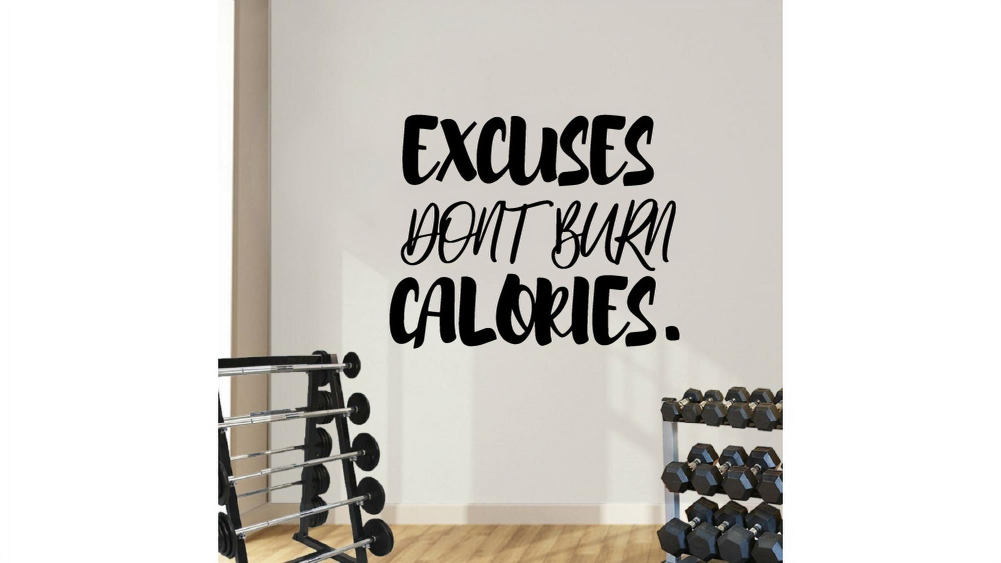 "Excuses Don't Burn Calories" Gym Wall Decal Sticker | Motivational Fitness Quote In Magenta (Large Vinyl)