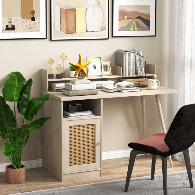 Exdeerjoy 48" Computer Desk with Kitchen with PE Rattan