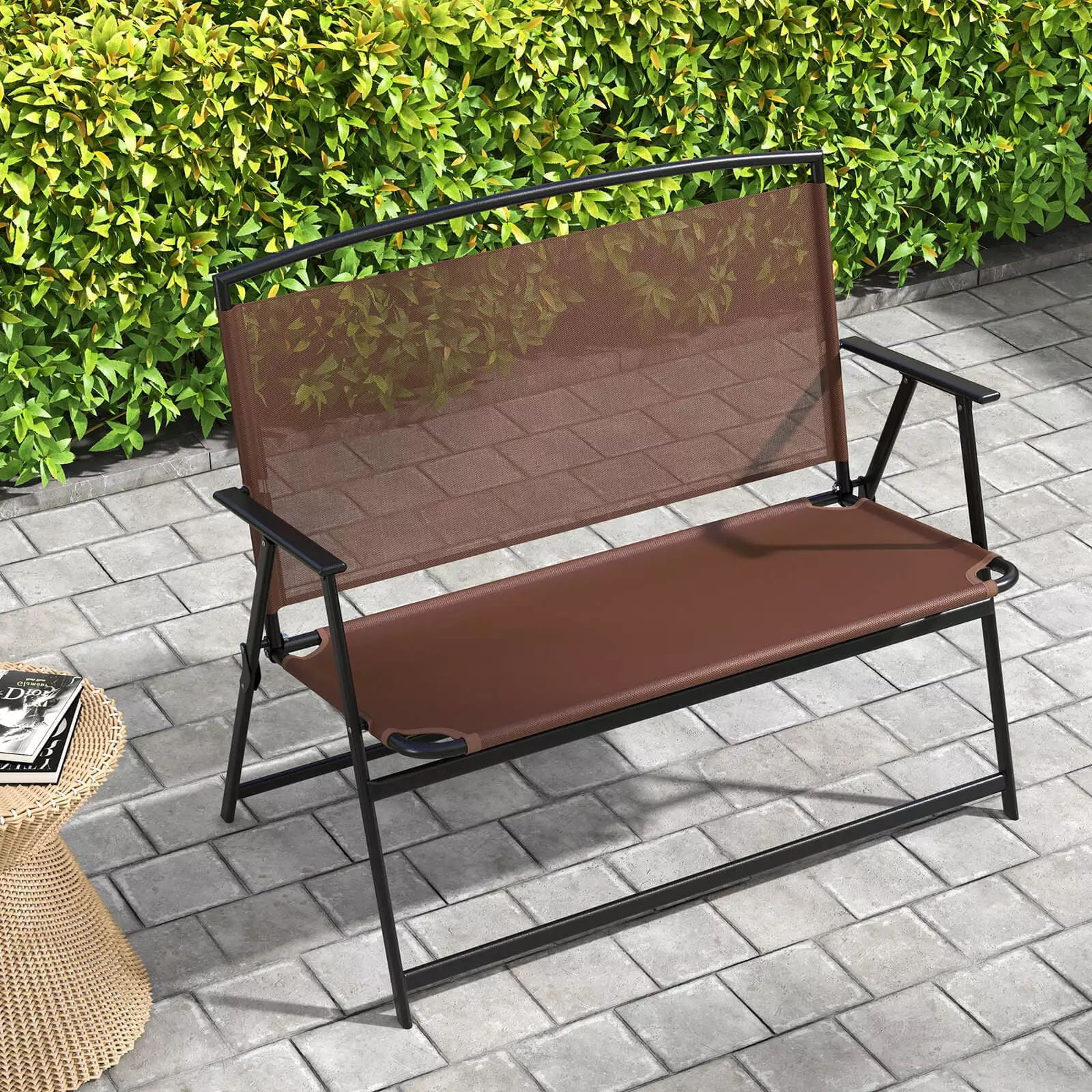 Folding metal garden bench sale