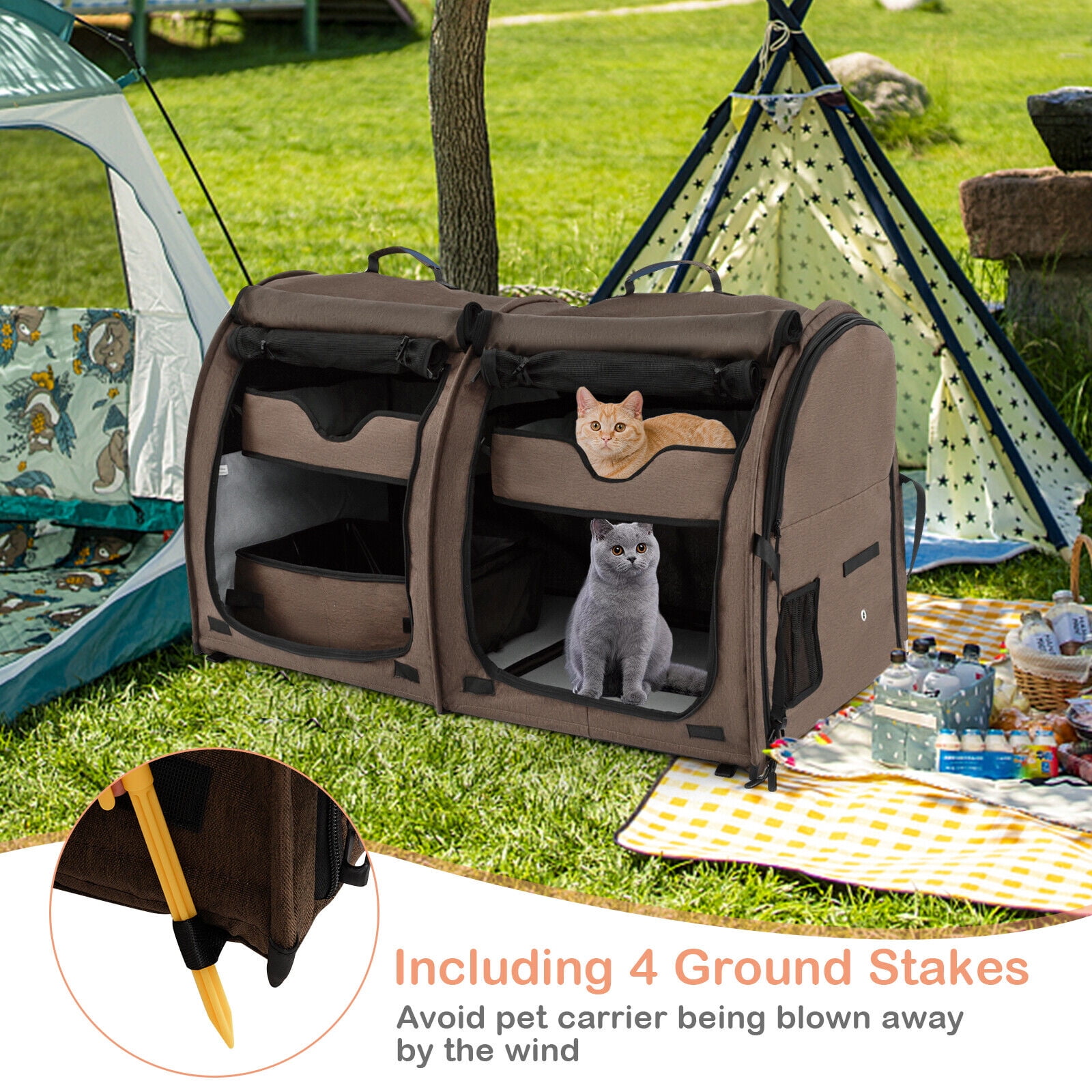 Exdeerjoy Pet Carrier for Large, Medium and Small Cats, 2In1 Pet Kennel w