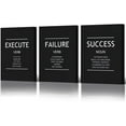 thumbnail image 1 of Execute Failure Success Definition Wall Art 3 Pieces Black Poster Inspirational Framed Canvas Painting Wall Art Positive Motivational Print Artwork for Living Room Office Decor 12x16inchx3pcs, 1 of 6