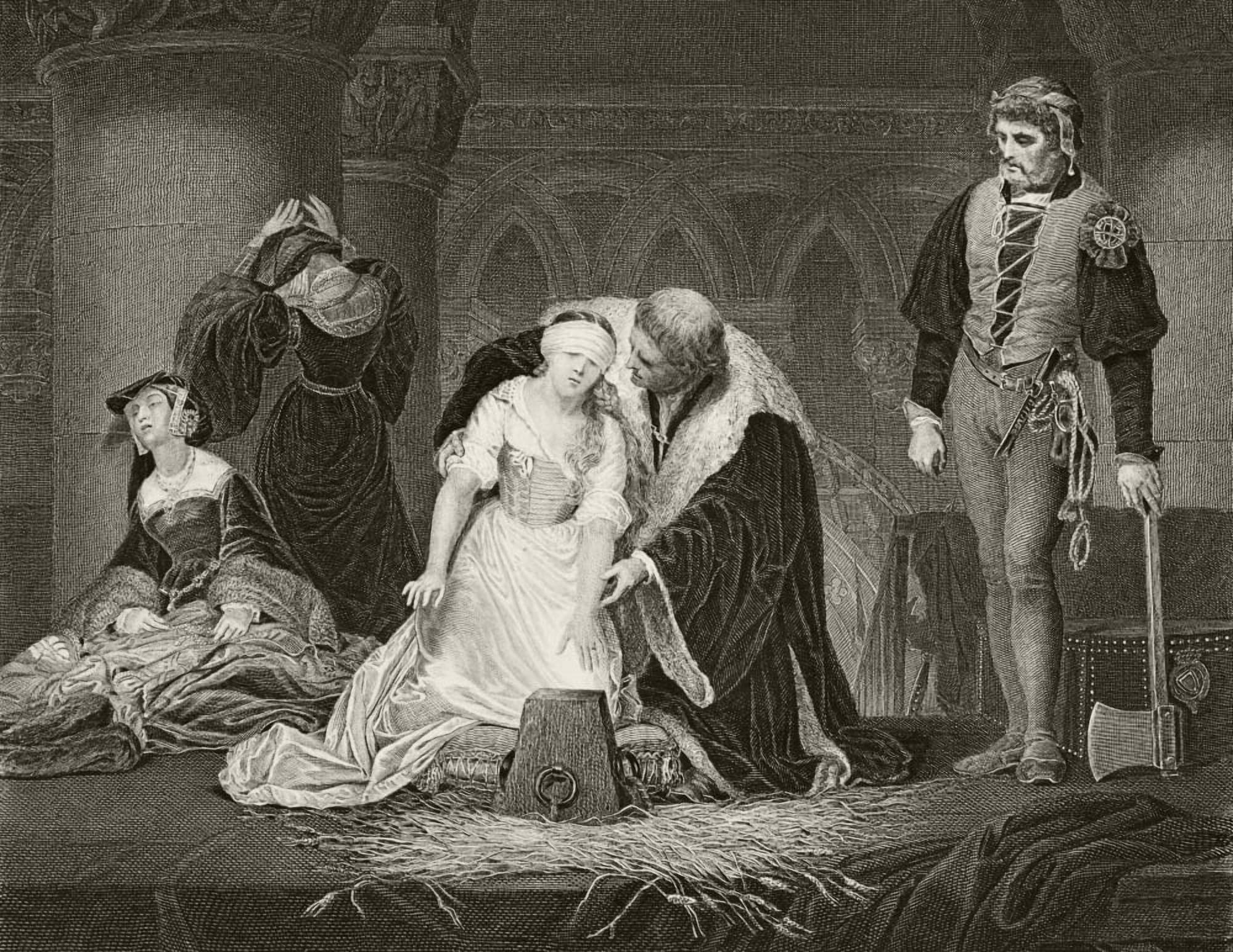 Execution Of Lady Jane Grey 12 February 1554 From The National And Domestic History Of England By William Aubrey Published London Circa 1890 Canvas Art - Ken Welsh Design Pics (16 x 12)