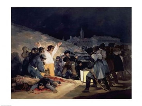 Execution of the Defenders of Madrid Canvas Art - Francisco De Goya (36 x 24)