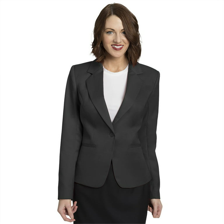 Executive Apparel 2022 Women's Juliet Cropped EasyWear  Blazer-Charcoal-Heather Fabric-2