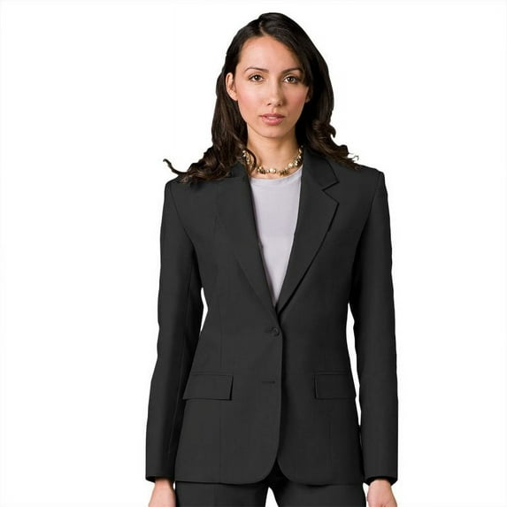 Executive Apparel 2050 Women's Easywear Single Breasted 2-Button Blazer-Charcoal-Heather Fabric-12-Regular