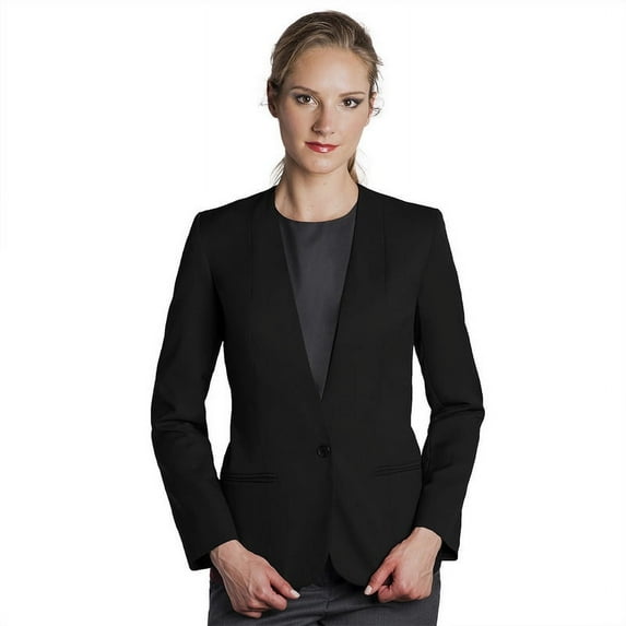 Executive Apparel 2053 Women's EasyWear Collarless Cardigan Blazer-Black-26-Regular