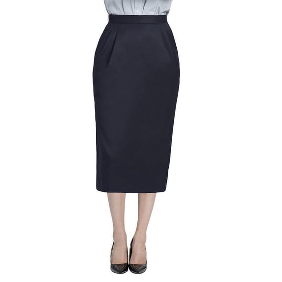 Executive Apparel 2355 Women's Pleated Skirt EasyWear Long Lined-Navy-22
