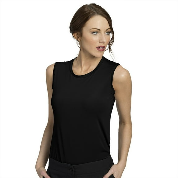 Executive Apparel 2430 Women's Cammy Sleeveless Blouse Silver Gray-Black-2XL