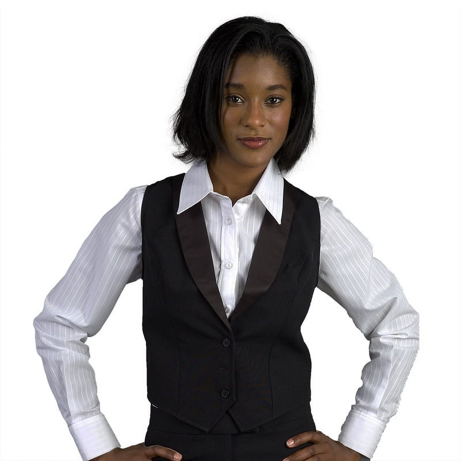 Executive Apparel 8131 Women's Tuxedo Vest Gourmet Lined with Satin  Collar-Black-M