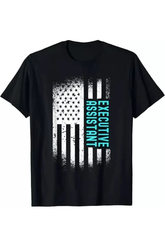Executive Assistant With American Flag Tee Shirt Unisex S-5XL Hot Trending Shirt, Vintage Birthday Gift
