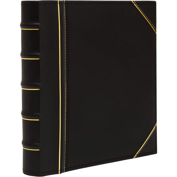 Executive Binder, English Leather, Hand Stitching and Ribbed , Heavy Duty 1" Inch 3 D-Ring with Buster, Black and  (1" inch)