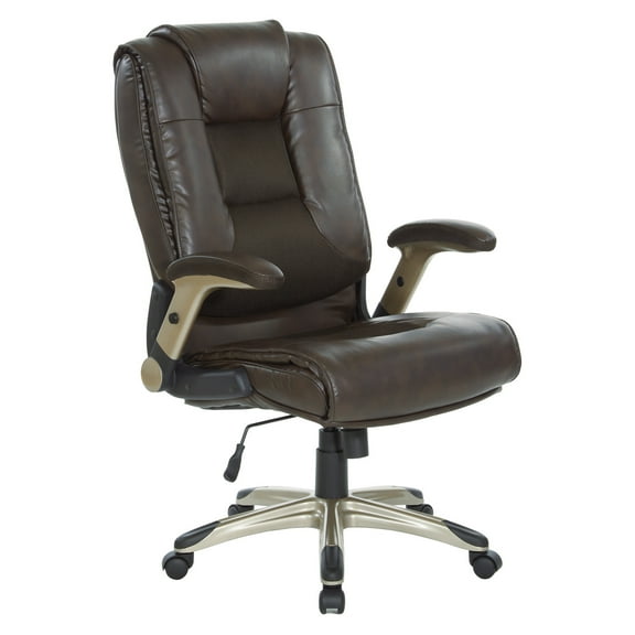 Executive Bonded Leather Chair in Espresso with Cocoa Coated Flip Arms