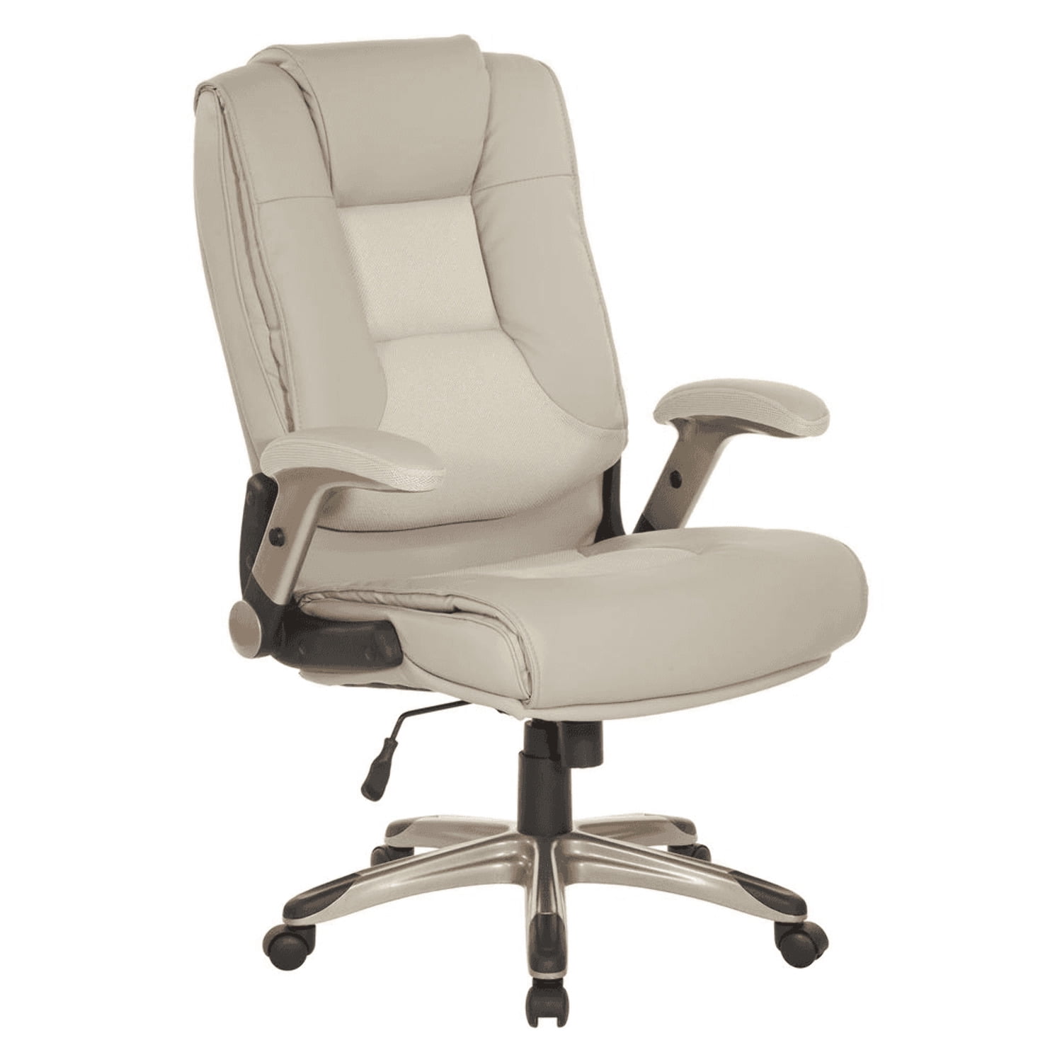 Executive Bonded Leather Chair in Taupe Gray with Cocoa Coated Flip Arms