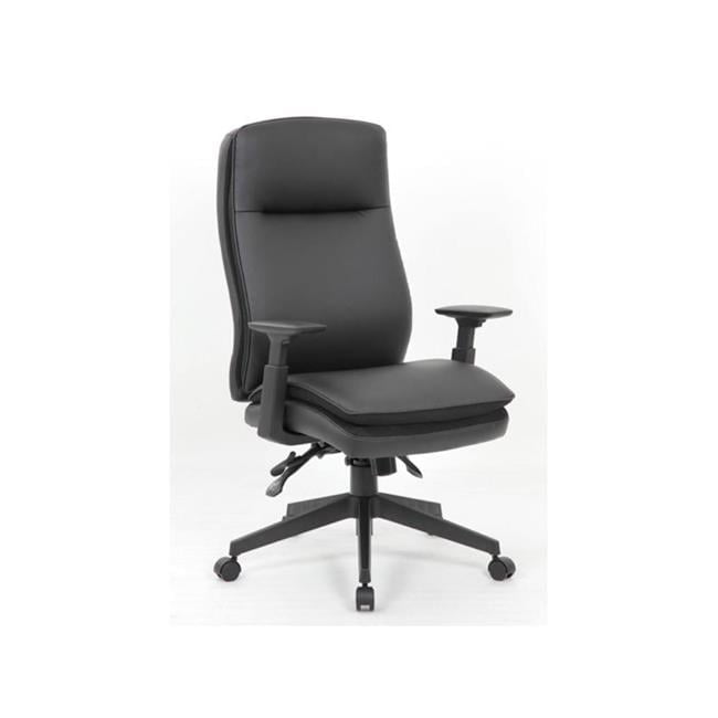Black High-Back Vinyl Executive Swivel Chair with Adjustable Arms