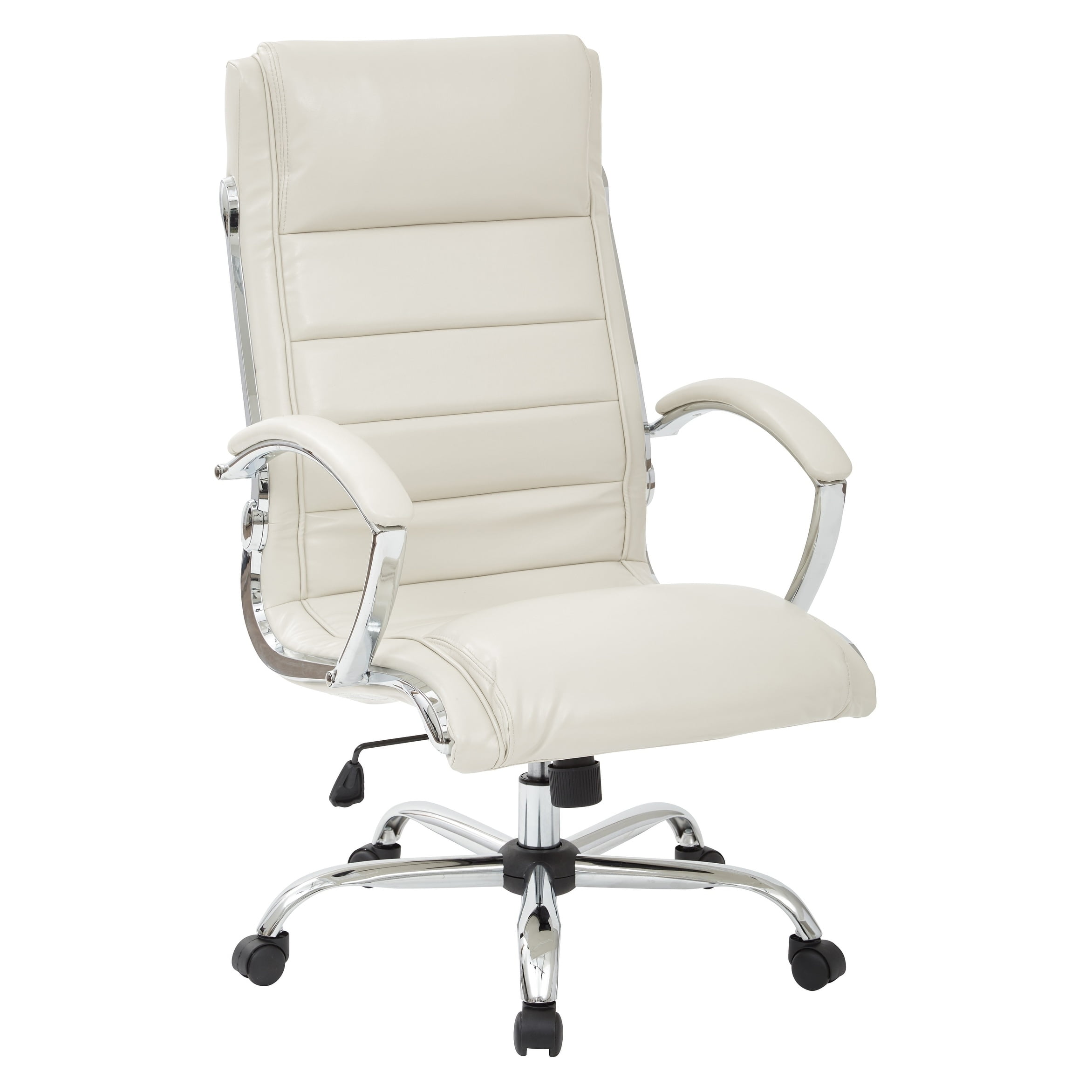 Cream Faux Leather Executive Chair with Adjustable Arms
