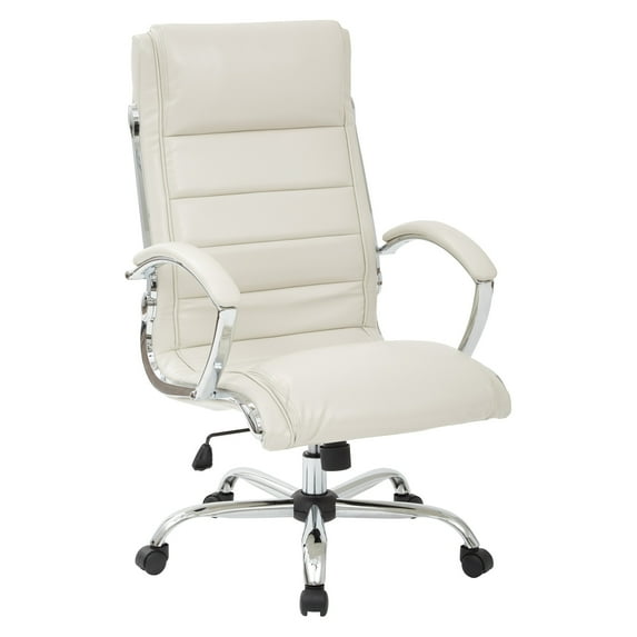 Executive Chair with Thick Padded Cream Faux Leather Seat
