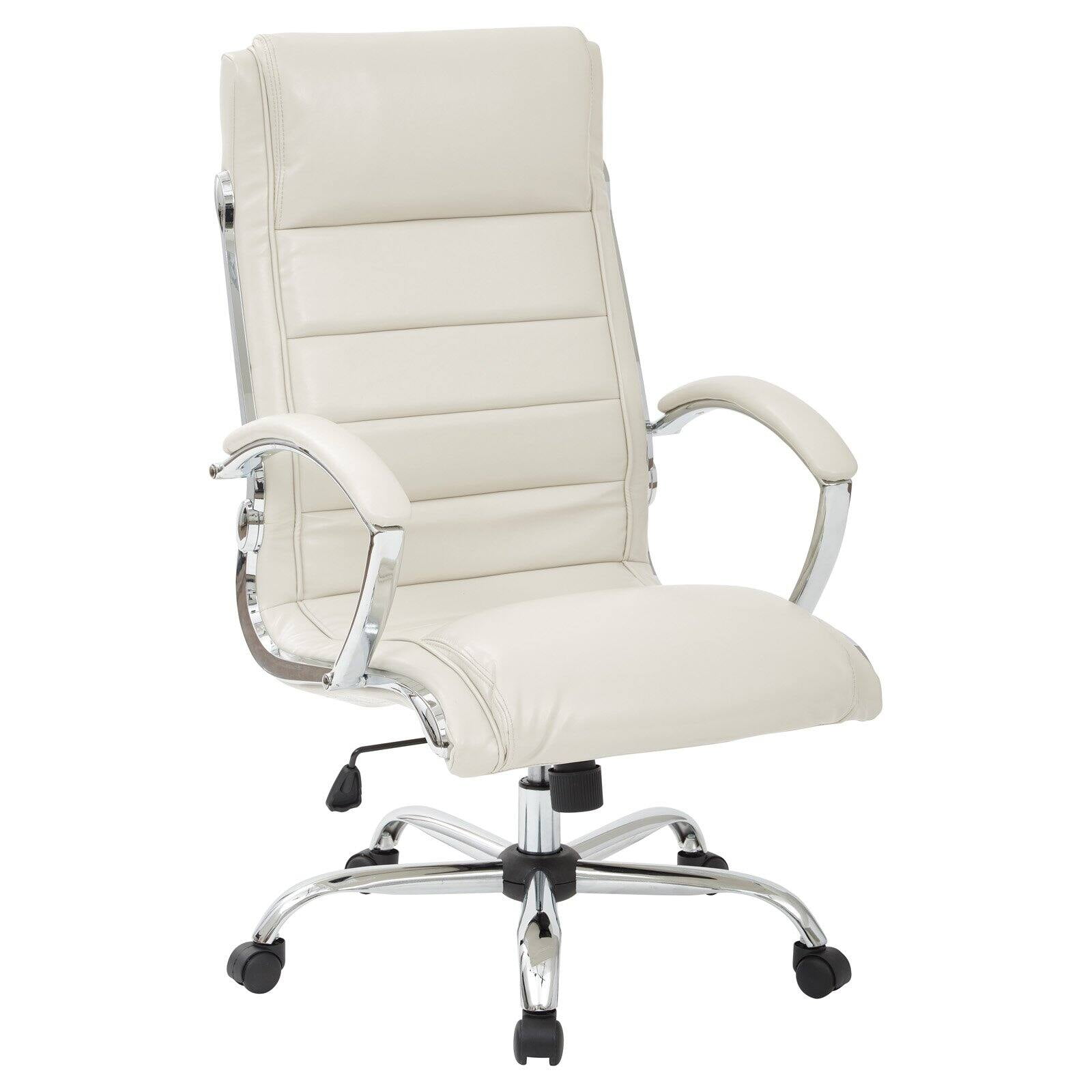 Cream Faux Leather Executive Chair with Adjustable Arms