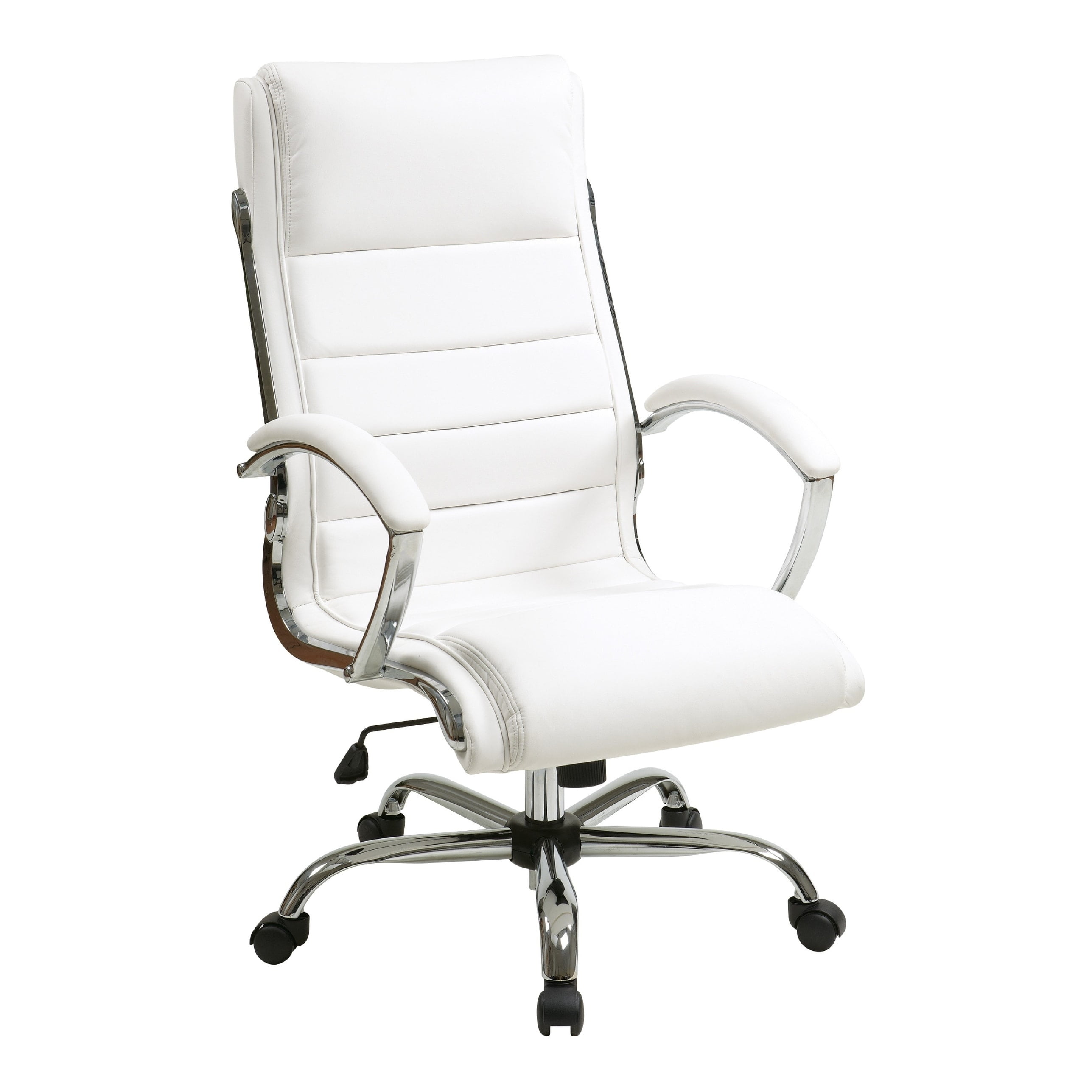 White Faux Leather Executive Swivel Chair with Adjustable Arms