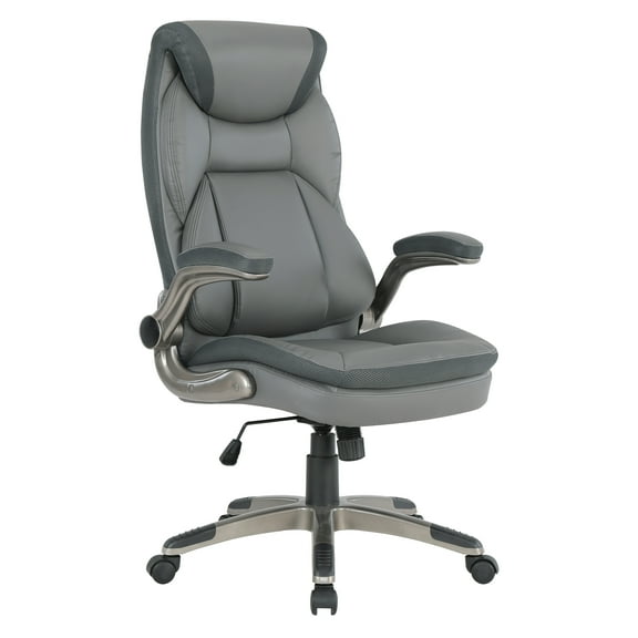 Executive Charcoal Bonded Leather Chair with Titanium Coated Nylon Base
