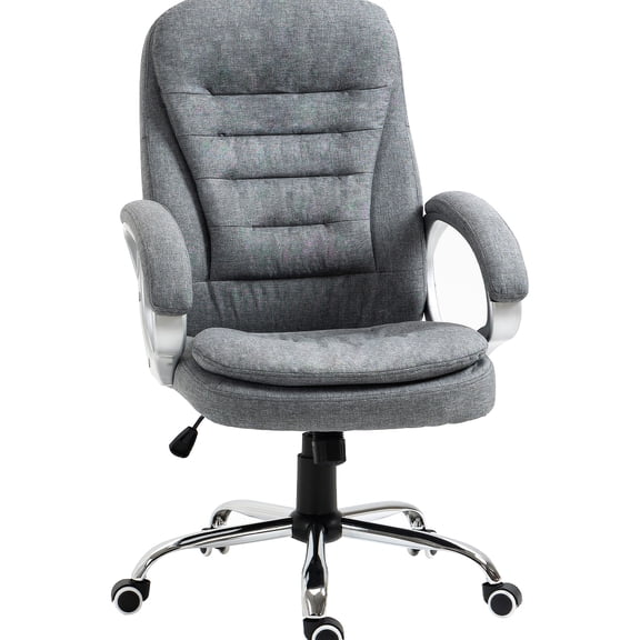 Executive Computer Chair | Cozy Lumbar Support and Wide Armrests | Durable Linen and Foam Construction | Ease Back Pain
