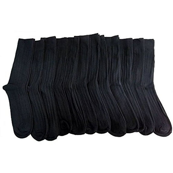 Executive Dress Series Men's Black Dress Socks Cotton Blend (12 Pair) Size 10-13