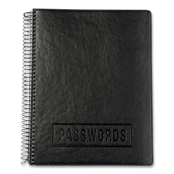 Executive Format Password Log Book, 576 Total Entries, 4 Entries/Page, Black Faux-Leather Cover, (72) 10 x 7.6 Sheets | Bundle of 2 Each