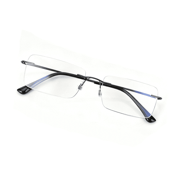 Executive Frameless Progressive Multifocus Reading Glasses for Men, Metal Rimless Blue Light Computer Readers