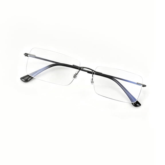 Executive Frameless Progressive Multifocus Reading Glasses for Men, Metal Rimless Blue Light Computer Readers