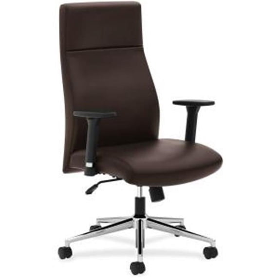 Executive High-Back Chair, Brown Leather