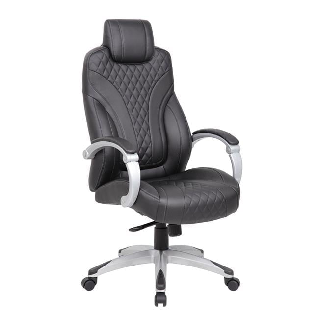 ErgoExecutive High-Back Swivel Chair in Black and Gray Leather