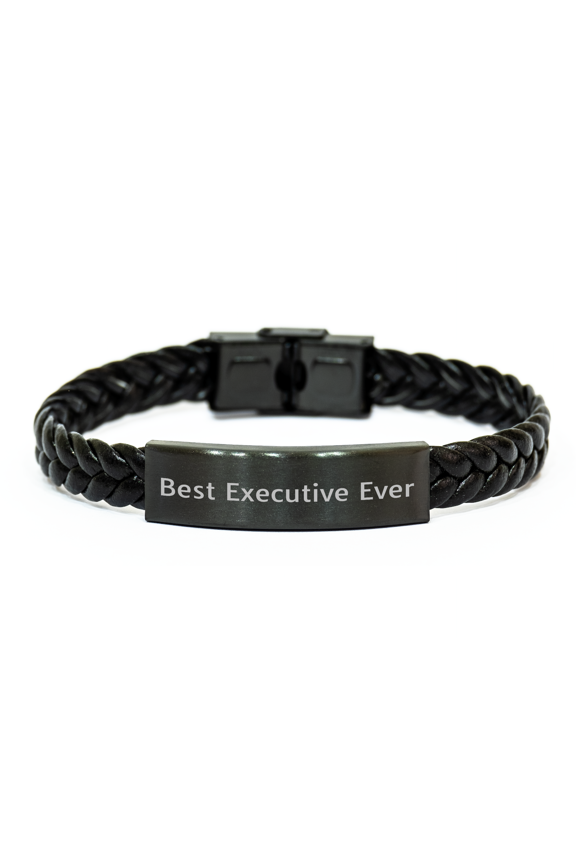 Executive Interlaced Leather Bracelet - Funny Quote - Best Executive Ever - Mother's Day Unique Gift from Men to Executive Woman