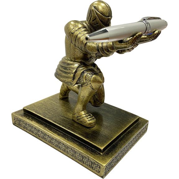 Executive Knight Pen Holder with a Pen Personalized Desk Accessories Decor Home Office Cool Pen Stand Iron
