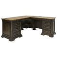 thumbnail image 1 of Executive L-Desk & Return With Solid Wood Plank Top Fully Assembled Brown, 1 of 15