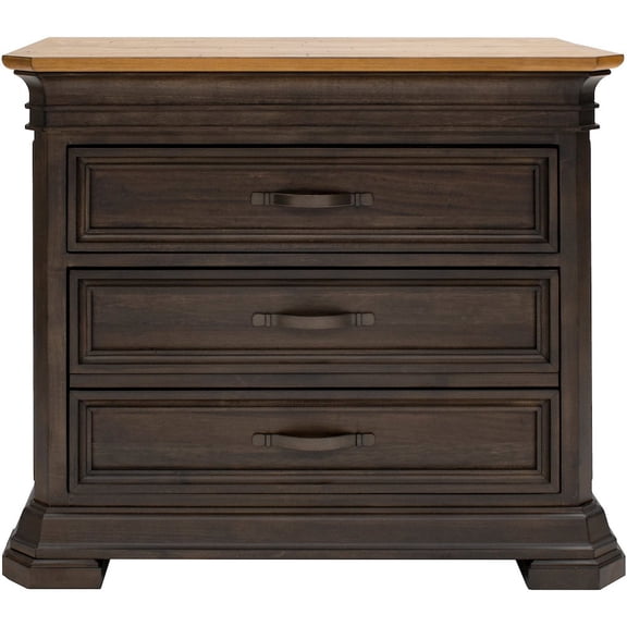 Executive Lateral File With Solid Wood Plank Top Locking File Drawer Brown