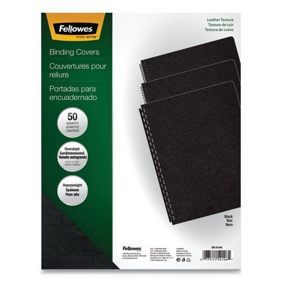 Executive Leather-Like Presentation Cover, Black, 11.25 x 8.75, Unpunched, 50/Pack | Bundle of 2 Packs