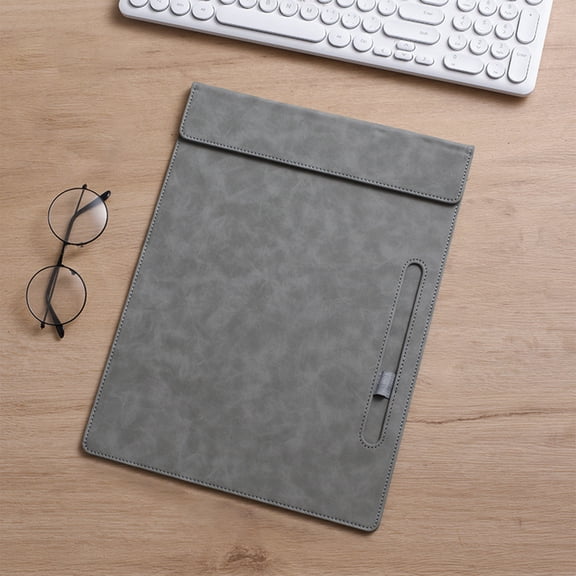 Executive Magnetic File Holder Refined Synthetic Leather with Sturdy Cover,Strong Magnetic Seal Folder Quick-Access PU Document Keeper,Reinforced Magnetic Leather Folder Scratch-Resistant(Gray)