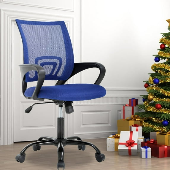 Executive Mesh Office Chair Ergonomic Computer Desk Chair Height-Adjustable Comfortable Seat & Back Support Task Rolling Swivel Chair with 360 Degree Casters & Armrest, Blue