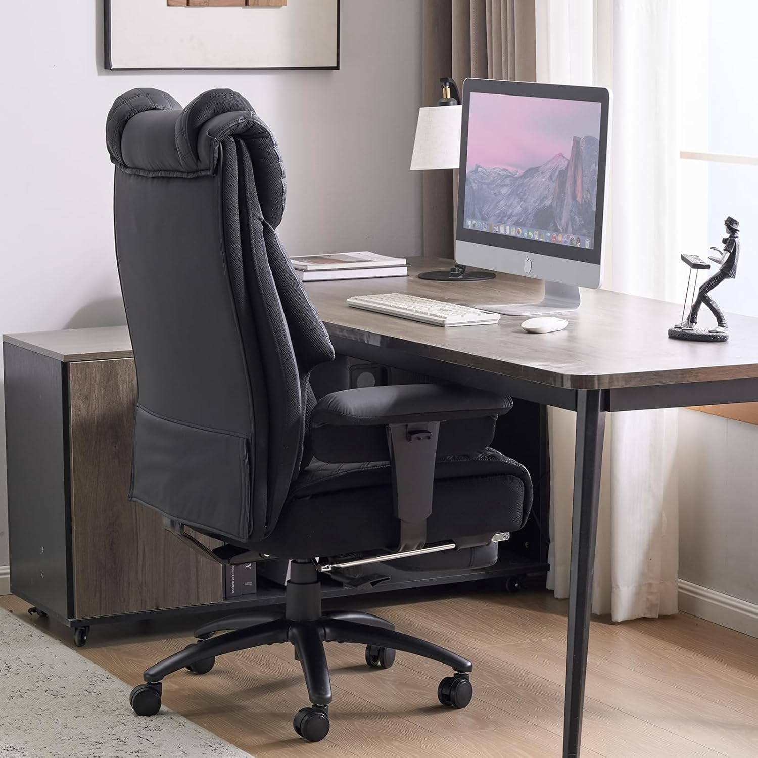 Executive Office Chair 400LBS with Foot Rest & Waist Lumber Support ...