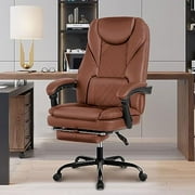 Executive Office Chair  Big and Tall Office Chair with Foot Rest Reclining Leather Chair  High Back Ergonomic Home Office Desk Chair(Black)