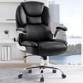 thumbnail image 1 of Executive Office Chair, Ergonomic Big and Tall Computer Desk Chair, High Back PU Leather Chair with Padded Flip-up Armrest, Lumbar Support Swivel Rolling Chair, 1 of 7