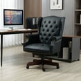 thumbnail image 1 of Executive Office Chair, High Back Reclining Desk Chair, PU Leather Computer Chair with Tufted Back and Nailhead Trim, Ergonomic Desk Chair with Smooth Glide Caster Wheels for Home Office, Black PU, 1 of 7